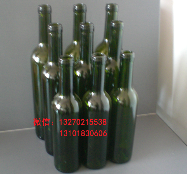 Dark green brown red wine bottle